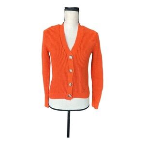 LOFT Vibrant Orange Cardigan Sweater Size XS